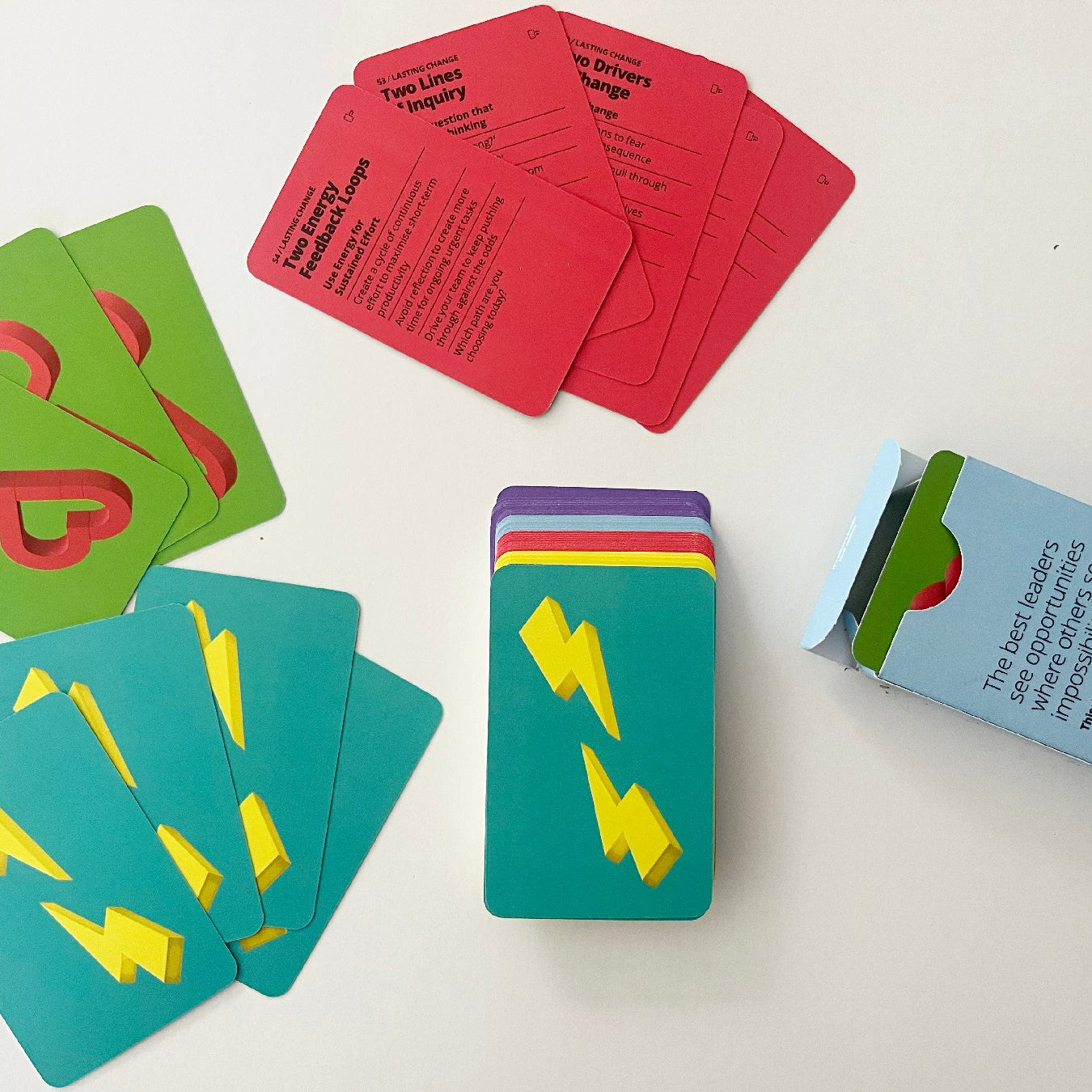 Custom Positive Affirmation Cards displayed with colorful designs showing text and graphics on each card.